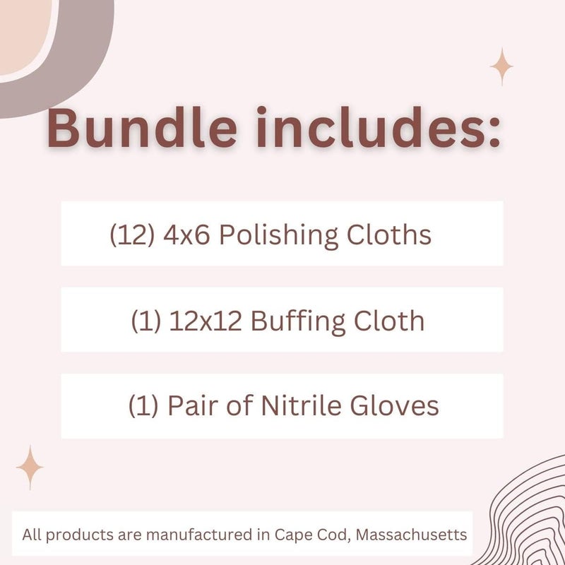 CAPE COD Polishing Metal Tin Bundle for Fine Metals | (12) 4X6 Polishing Cloths | (1) 12x12 Buffing Cloth | (1) Pair of Nitrile Gloves - Image 3
